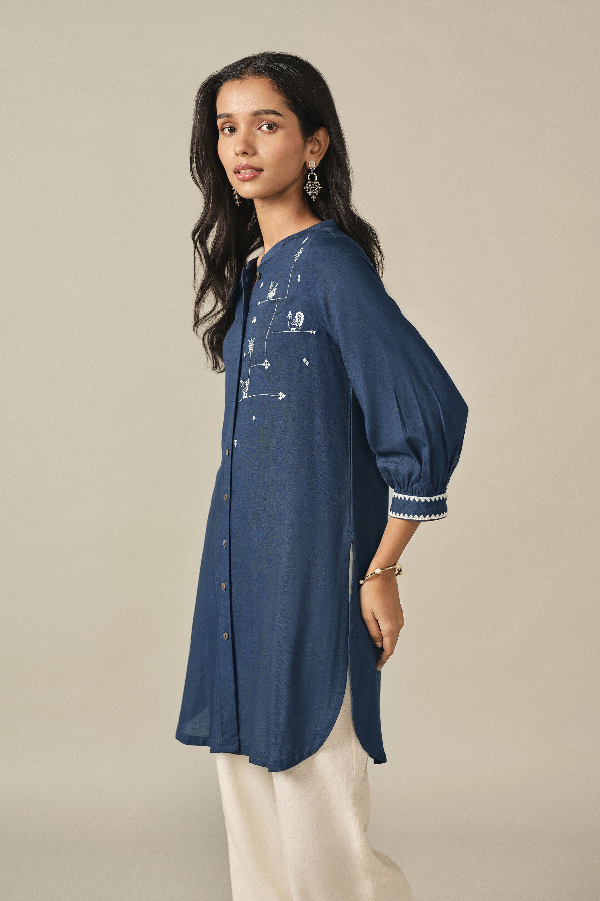 Embroidered Tunic in Indigo, Indigo, image 5